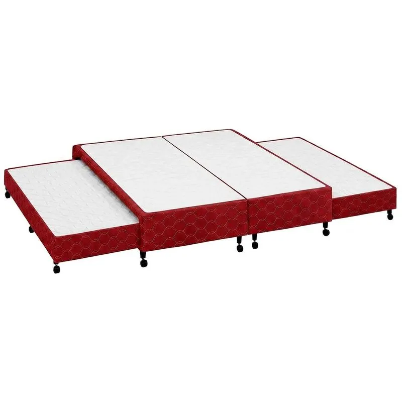 Cama Box c/2 Auxiliares Queen Poli Wine Castor 158x198x27