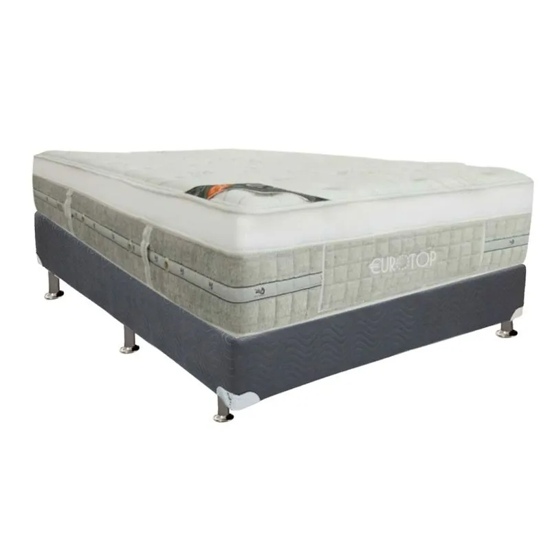 Cama Box Casal: Colchão Molas Castor Pocket Summer Winter + Base CRC Suede Gray(138x188)