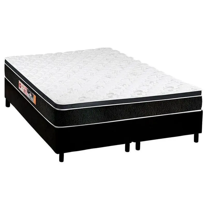 Cama Box King: Colchão Espuma Castor D45 Black E White Air + Base Crc Courano Black(193X203)