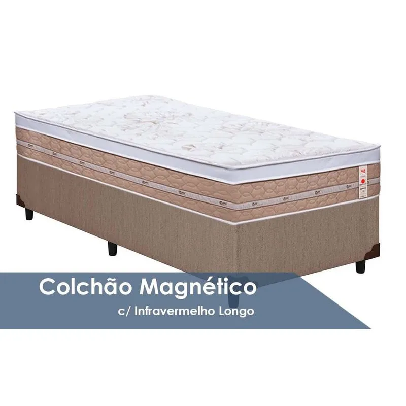 Cama Box Solteiro: Colchão Molas Castor Tecnopedic Magnético Niponpedic + Base crc Courano Bege(88x188)