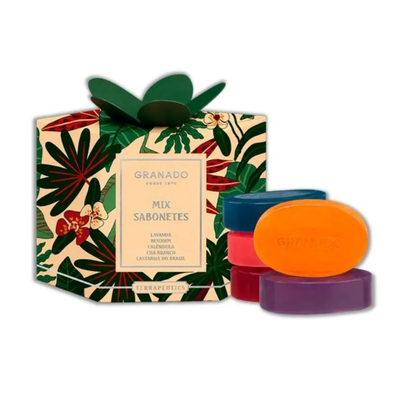 Kit Granado Terrapeutics Sabonetes Em Barra Lavanda + Benjoim + Calêndula + Chá Branco + Castanha Do Brasil 90g Cada