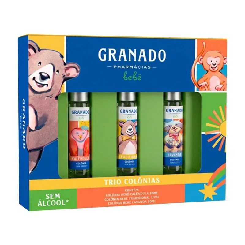 Kit Granado Bebê Colônia Caléndula 10ml + Colônia Tradicional 10ml + Colônia Lavanda 10ml