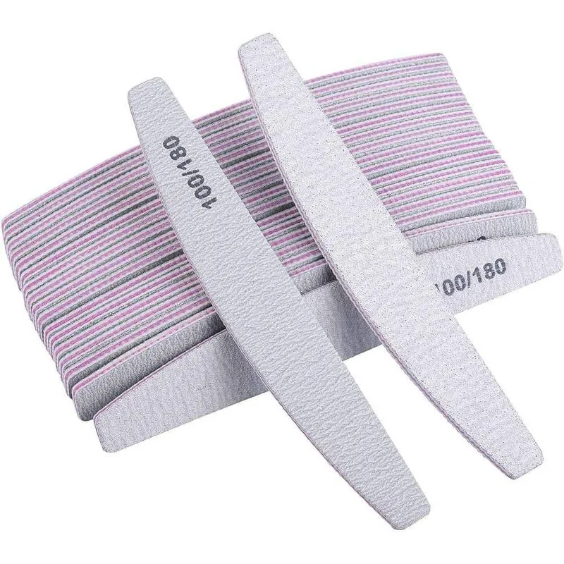 Kit 20 Lixas Boomerangue 100/180 Para Manicure Profissional