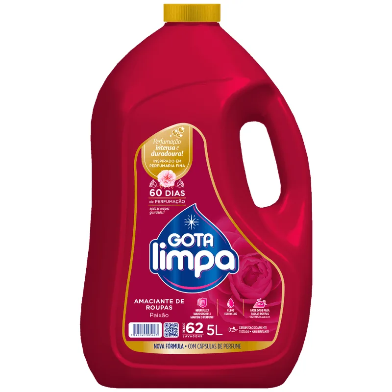 Amaciante Gota Limpa Paixão Perfumação Intensa e Duradoura 5L