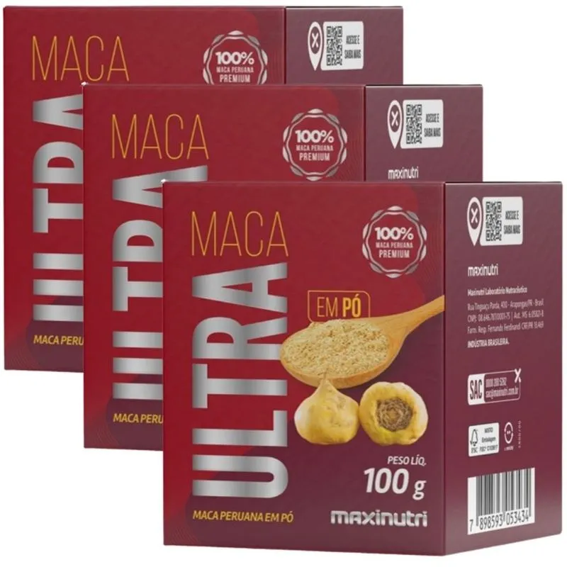KIT 3X Maca Peruana Ultra - 100g - Maxinutri