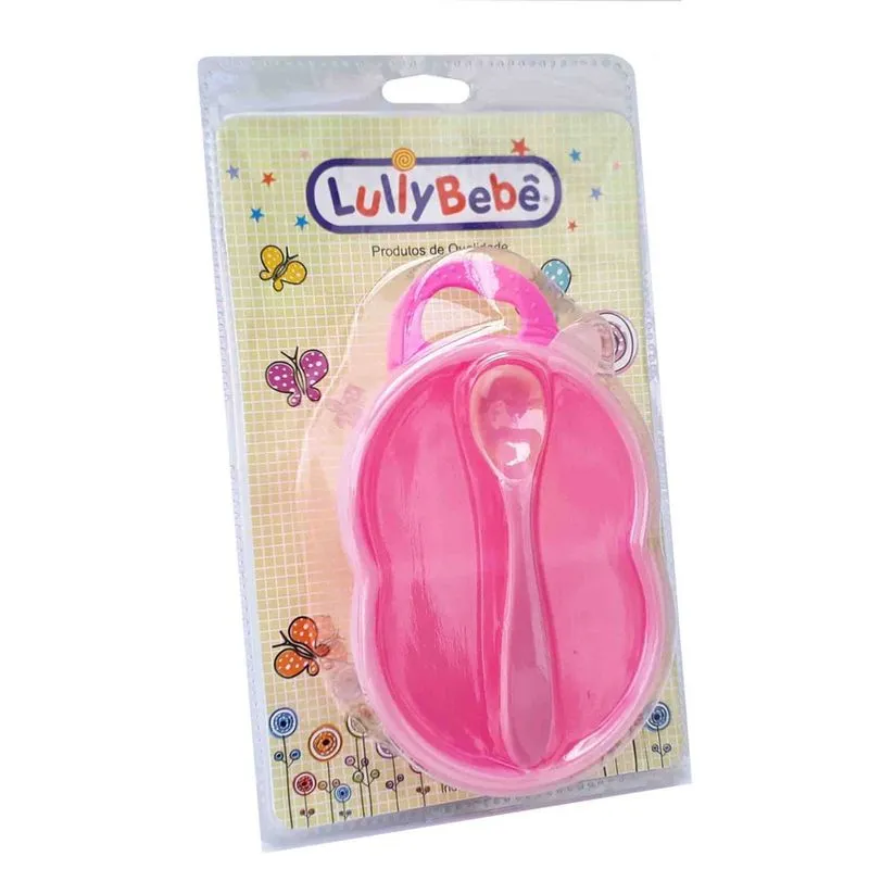 Papeiro com colher infantil rosa
