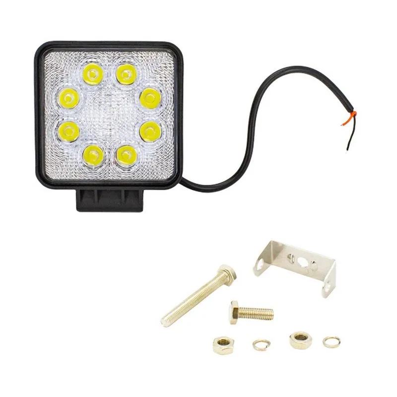 Farol De Trabalho Auxiliar Para Uso Geral Led Quadrado 8 Leds Smd Cristal 24w 9 A 48 Volts - Dni