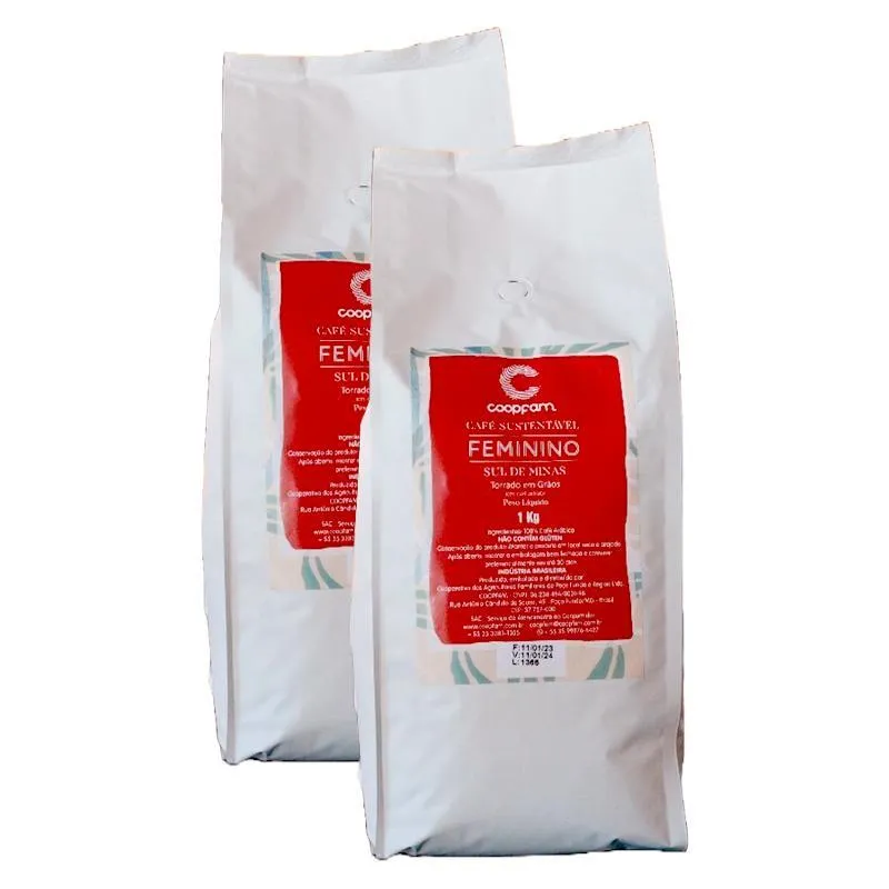 Kit 2x: Café Feminino Sustentável Torrado Em Grãos Coopfam