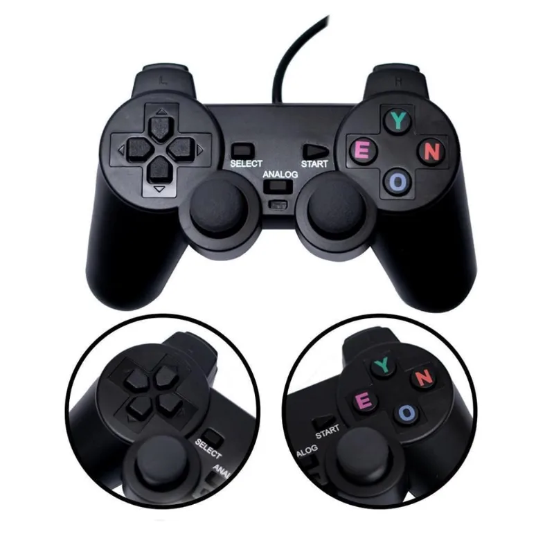 Kit 2 Controles Jogos Ps2 Com Fio Manete Resistente A Quedas