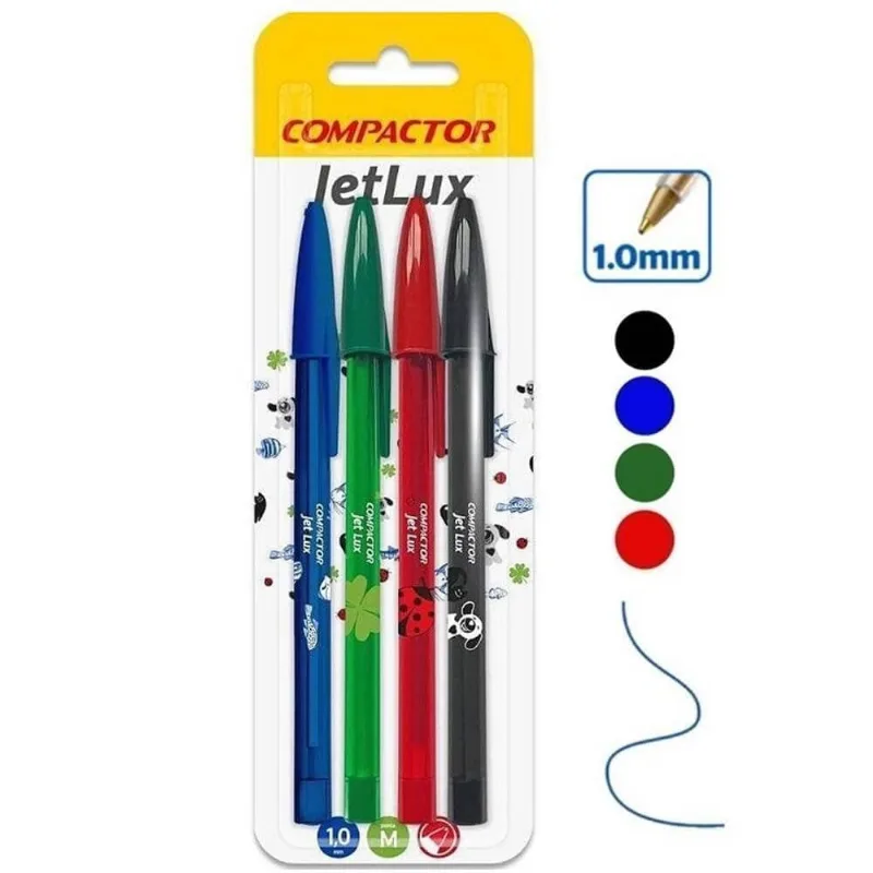 Caneta Esferografica JetLux Com 4 Cores Classicas - Compactor - COMPACTOR