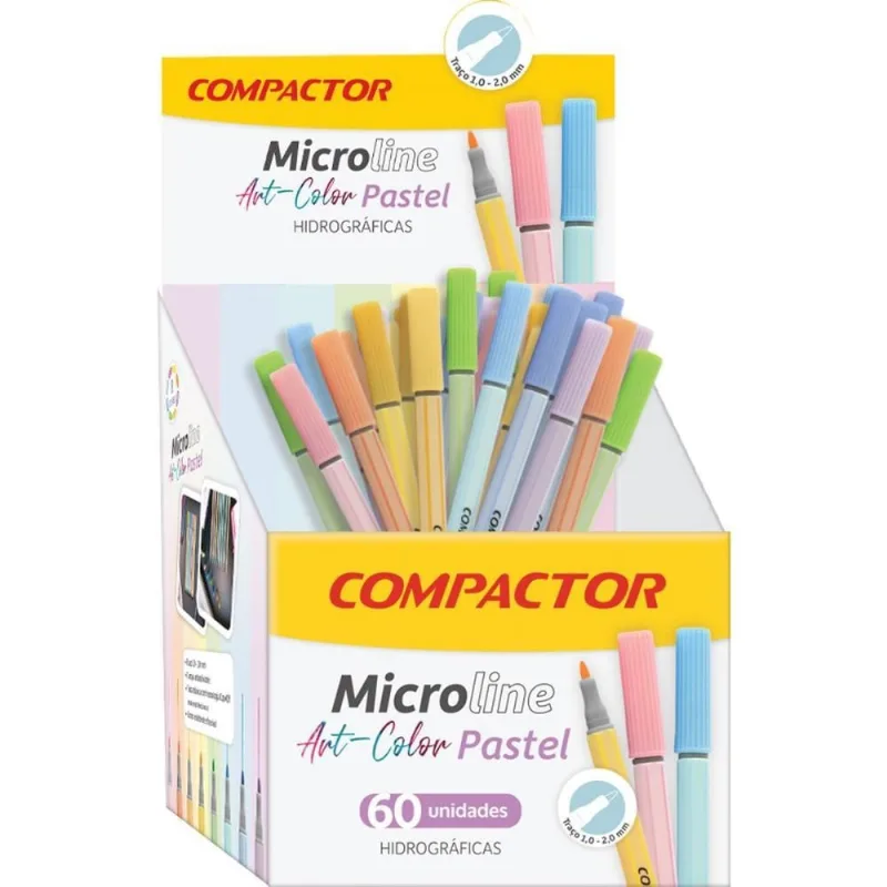 Caneta com Ponta Porosa Microline 1,0MM 8 Cores Pastel DP.C/60