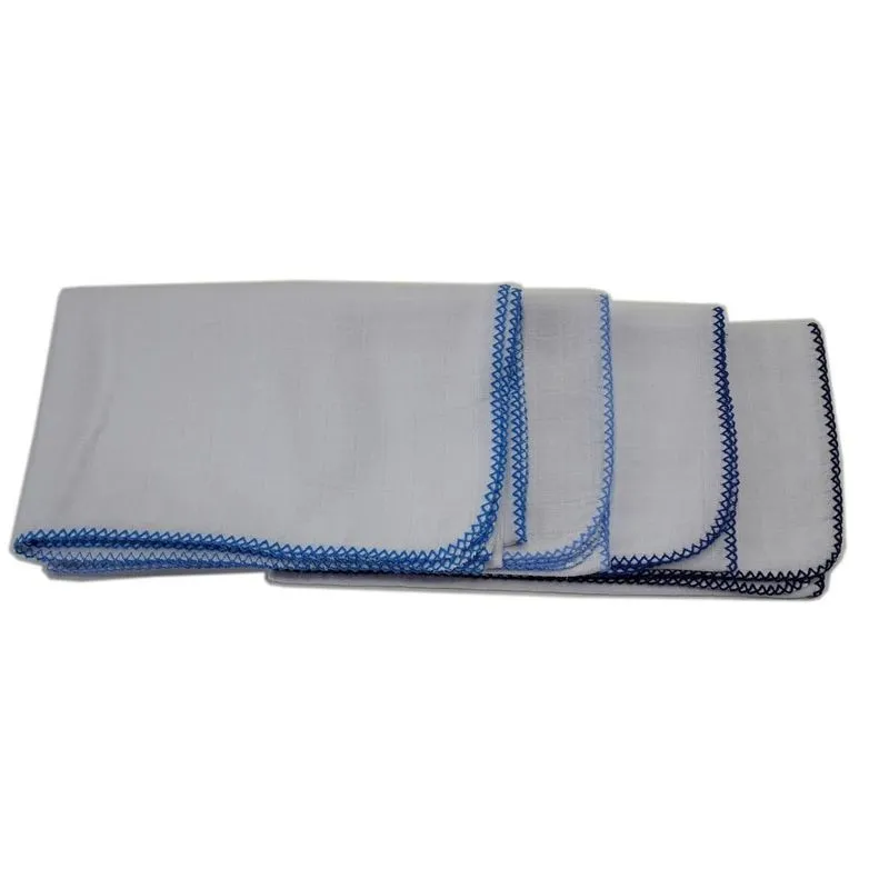 Toalha Fralda Quadriculada 68x110cm Com Crochê Azul