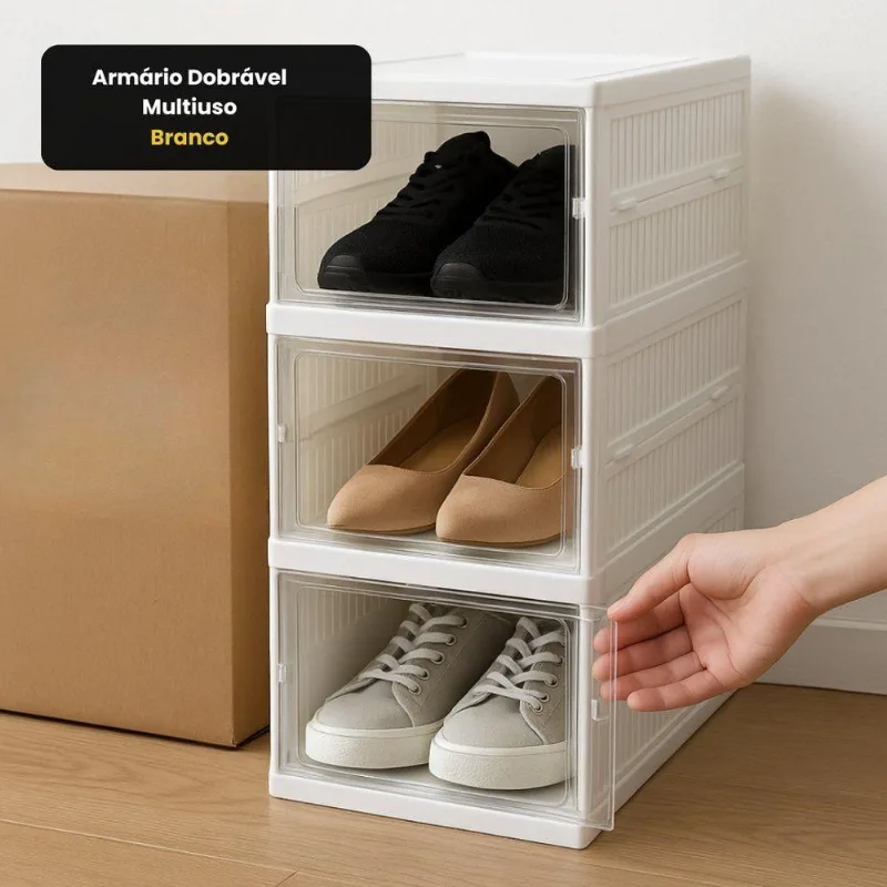 Armário Dobrável Multiuso Vertical Branco 54cm X 25,5cm X 34,5cm Top Rio Comercial