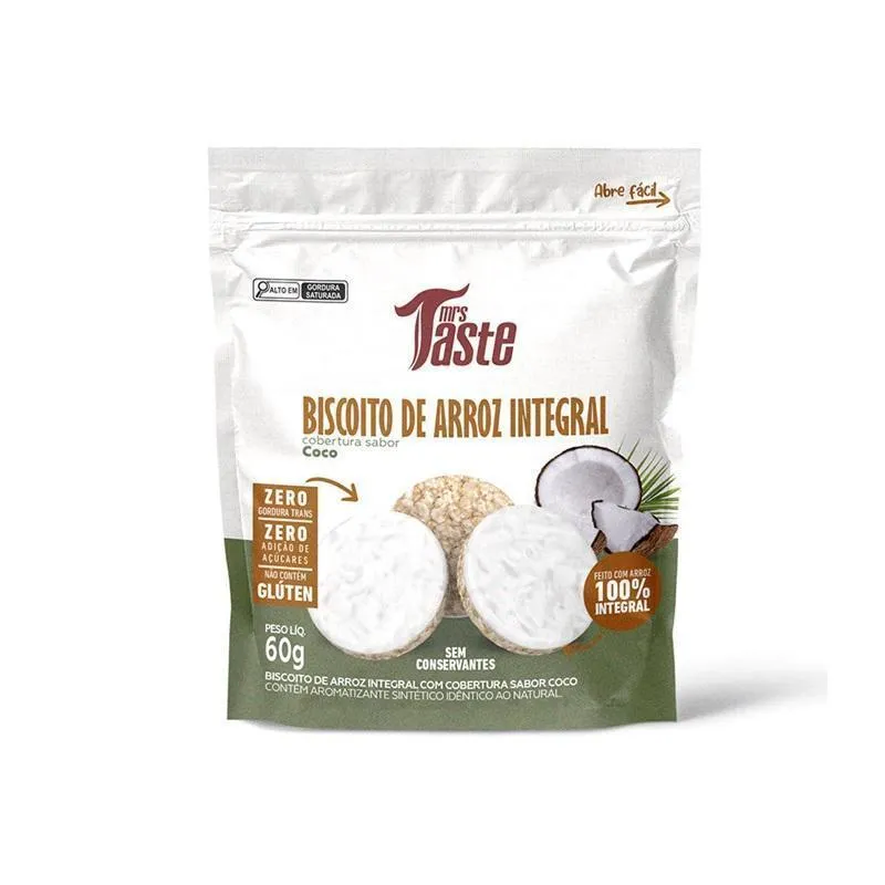 Biscoito De Arroz Com Cobertura De Coco - Mrs Taste 60g