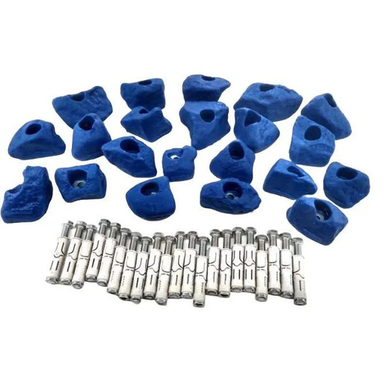 Kit 21 Agarras Escalada Tam Pmg Realrocks Alvenaria Azul