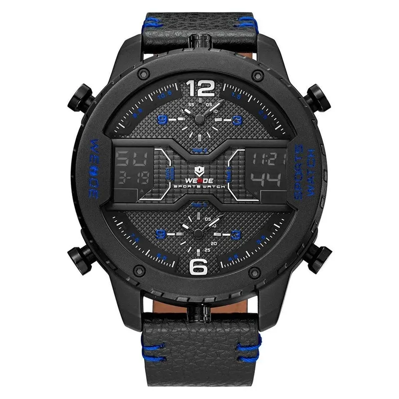 Relógio Masculino Weide Anadigi Wh6401b - Preto E Azul