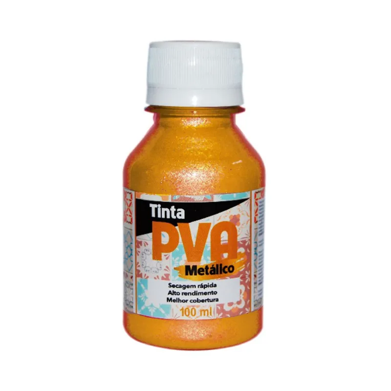 Tinta Pva Glitter Metálica com 100ml Dourado