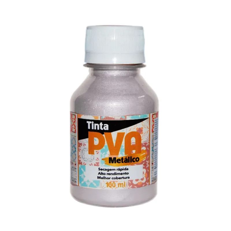 Tinta Pva Glitter Metálica com 100ml Prata
