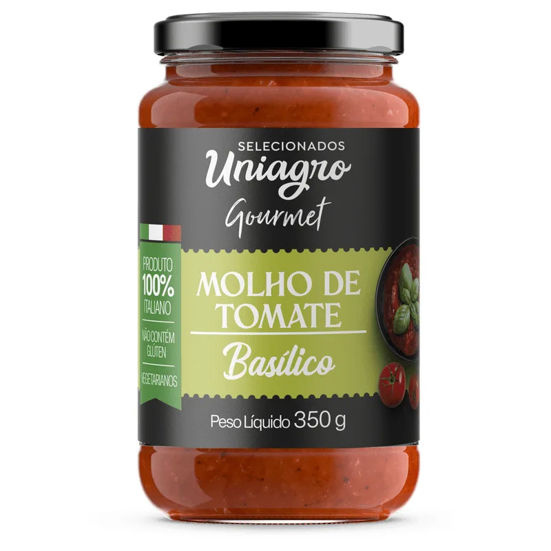 Molho de Tomate Uniagro Basílico Vidro 350g