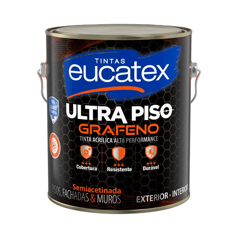 Tinta Acrílica Eucatex Ultra Piso Grafeno Semiacetinada Cinza 3,6 L Cinza