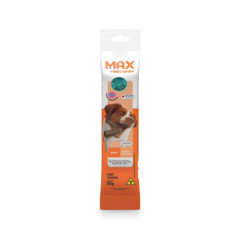 Snack Max Bone Para Cães Adultos Sabor Carne E Bacon 80g