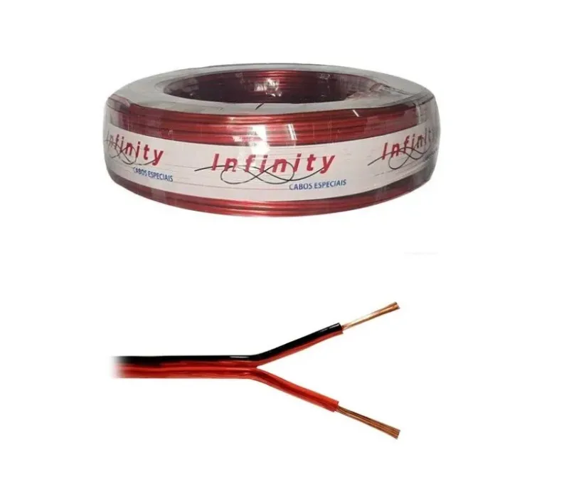 Rolo 100m Cabo de Som Cordão Bicolor 2x2,5mm 12v PVC 2x12 Awg