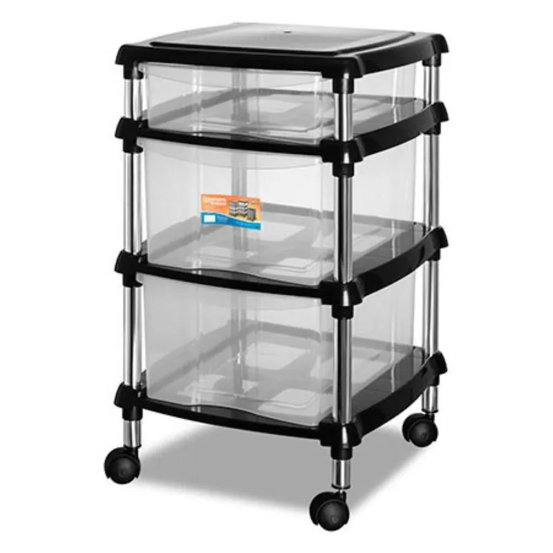Gaveteiro Organizador Com 3 Gavetas E Rodízios Preto