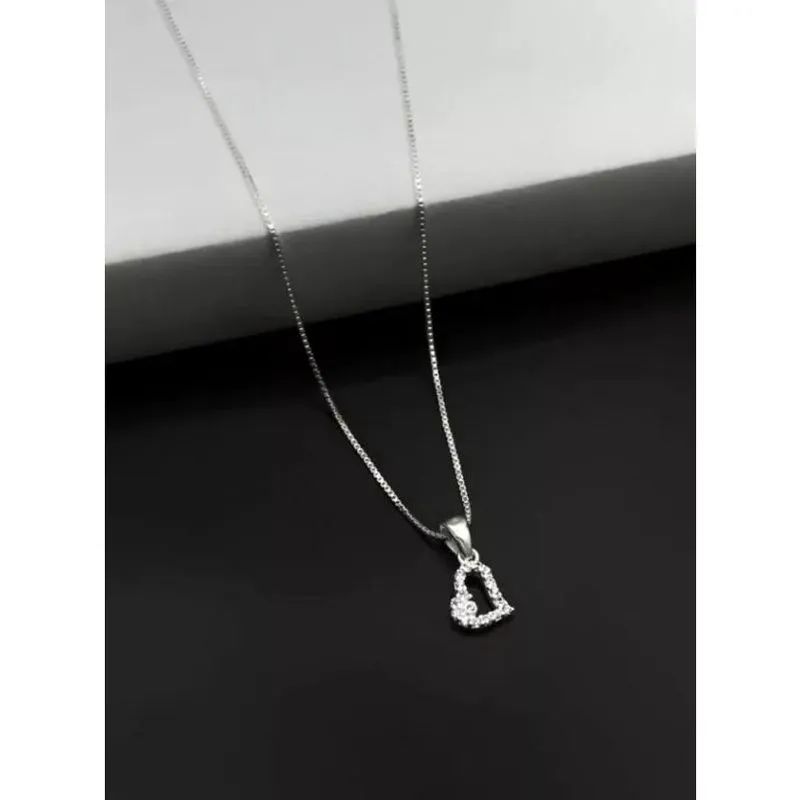 Cordão Feminino TOJOIA18K Coração Cravejado Prata 950 - 50cm