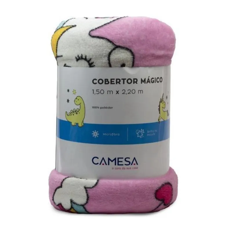 Cobertor Solteiro Mágico Brilha No Escuro Camesa 150X220Cm