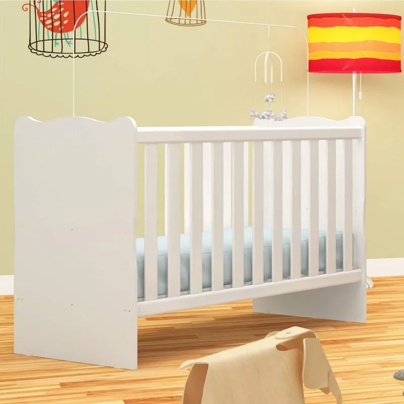 Berço Mini Cama com Suporte Mosquiteiro Rodial Branco