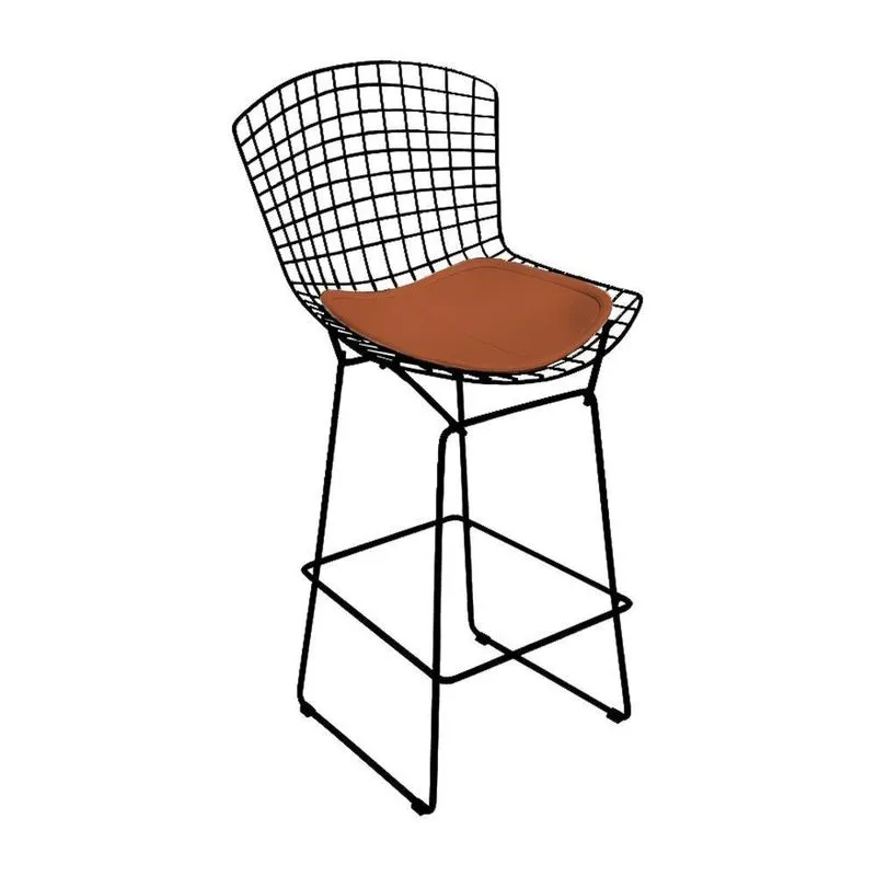 Banqueta Bertoia Preta D60 Assento Cobre Cor Marrom