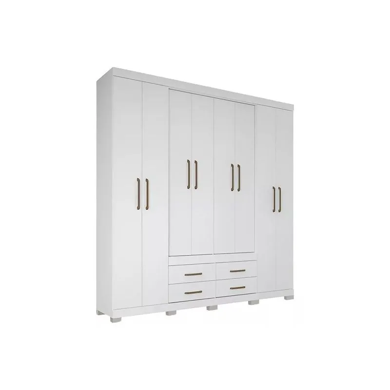 Guarda Roupa Casal 8 Portas e 4 Gavetas c/ Pés Nápoles Branco - Santos Andirá