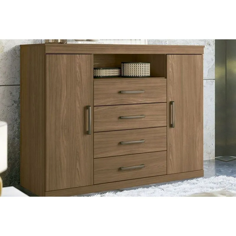 Cômoda de Quarto Master c/ 2 Portas 1 Nicho e 4 Gavetas Jatobá - Santos Andirá