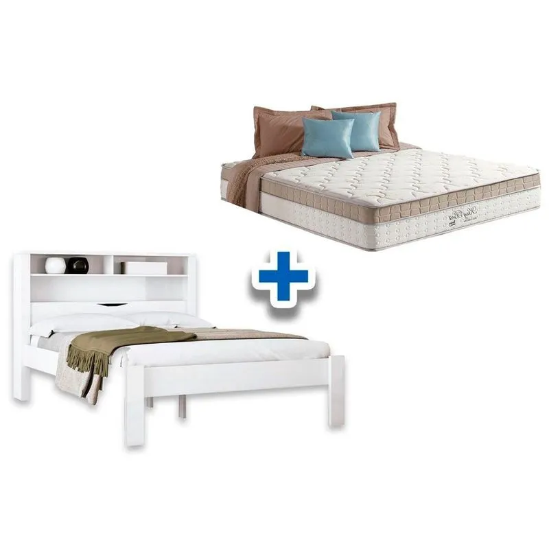 Colchão Casal King Best + Cama Invicta Branco