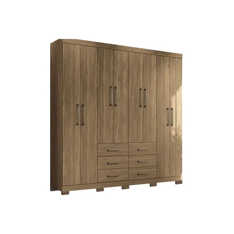Guarda Roupa 8 Portas e 6 Gavetas c/ Pés Liverpool Jatoba - Santos Andirá