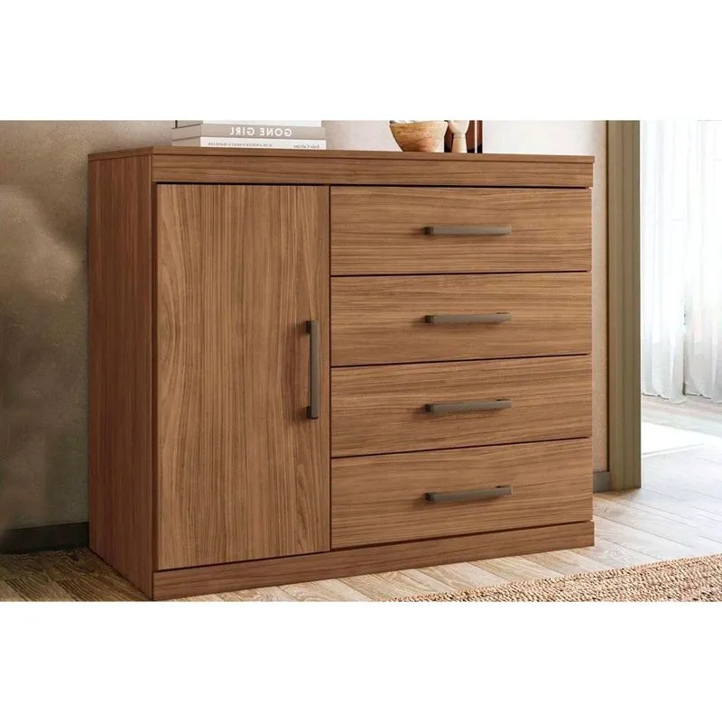 Cômoda Casal 1.4 Plus c/ 1 Porta e 4 Gavetas Jatoba/Atacama - Santos Andirá