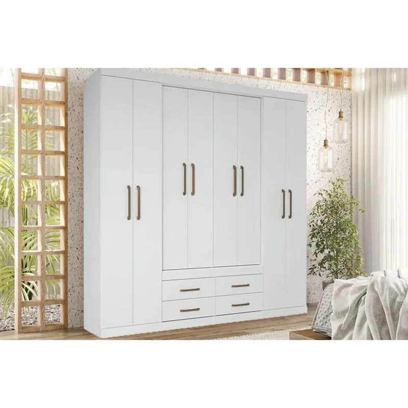 Guarda Roupa 8 Portas e 4 Gavetas Nápoles Branco - Santos Andirá