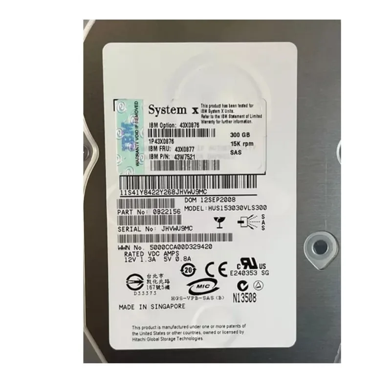Hd Ibm Sas 300gb 15k 3,5 43x0876 43x0877 43w7521 Nf
