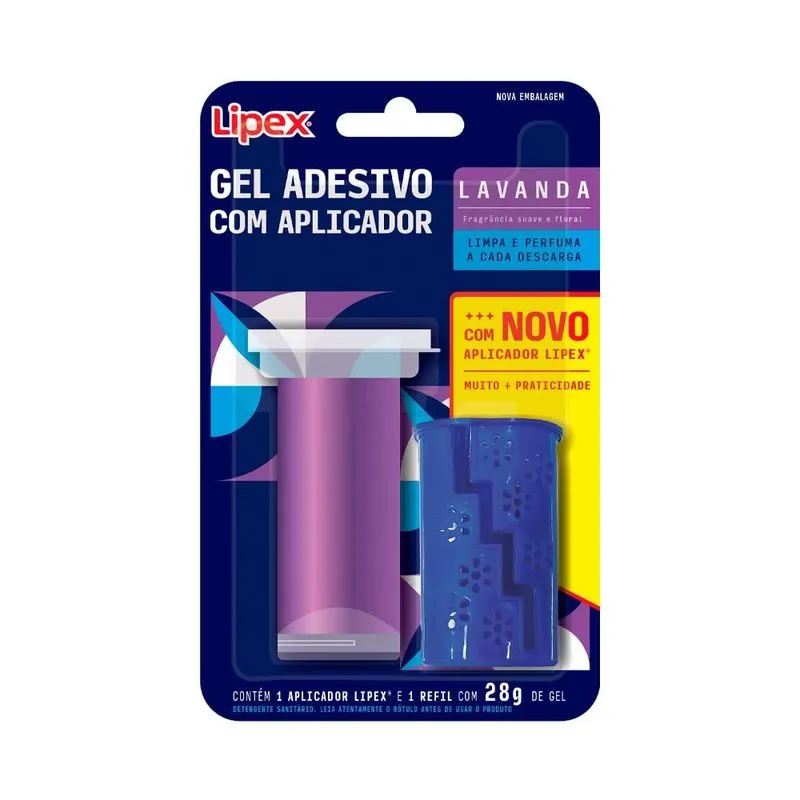 Aplicador Gel Adesivo Limpador Lipex Lavanda + Refil 28g