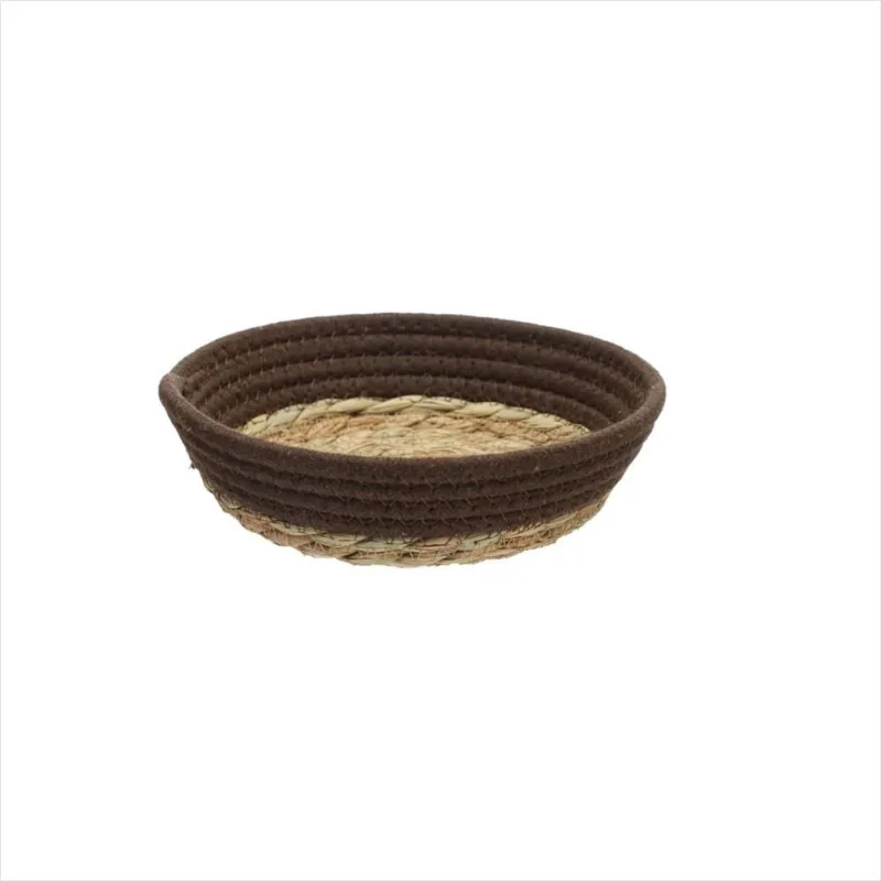 Cesto de Tecido com Forro de Palha Marrom 20 cm
