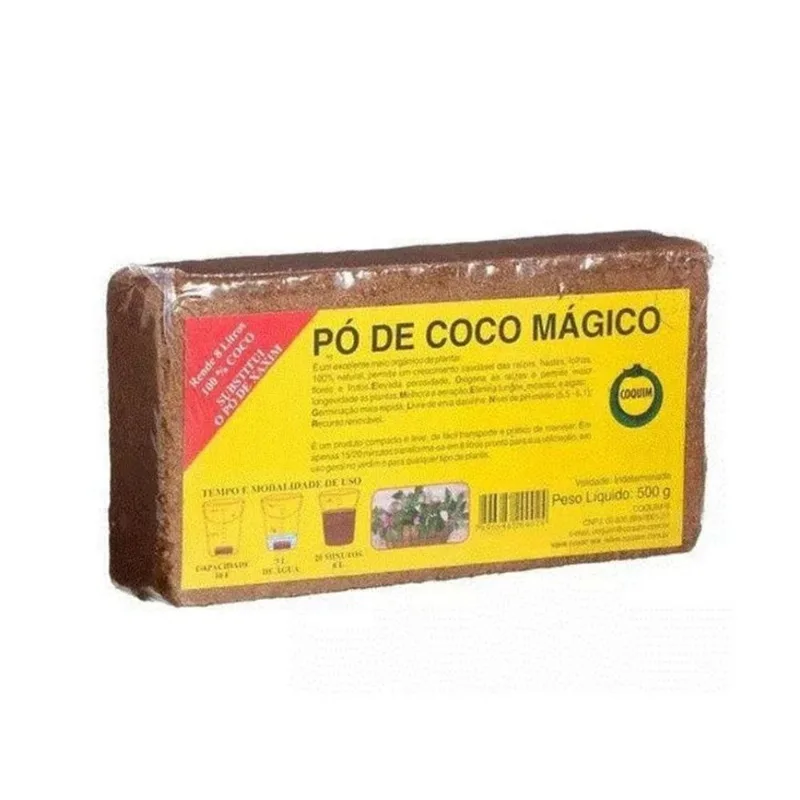 Pó De Coco Mágico Natural P/ Plantas E Jardim 21x11cm
