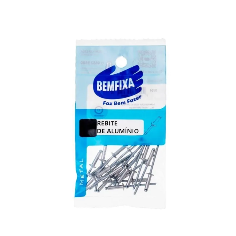 Rebite Alumínio 3,2x10MM Fixação Firme Inox Bemfixa 50 Unidades