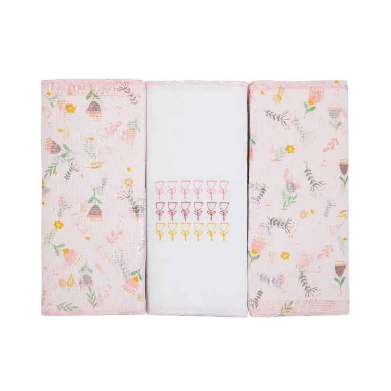 Kit Fralda Papi Tulipa com Três Peças 70x70cm