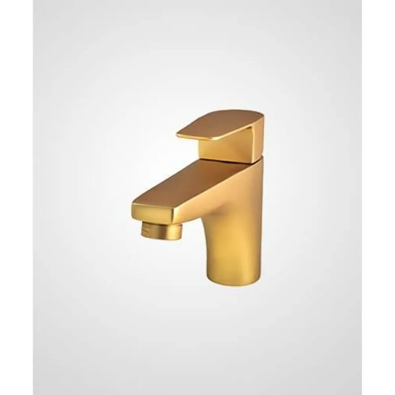 Misturador Monocomando para Lavatório de Mesa Bica Baixa Led Dourado Fosco