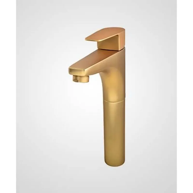 Misturador Monocomando para Lavatório de Mesa Bica Alta Led Dourado Fosco