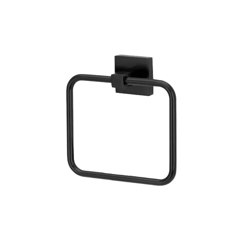 Porta Toalha de Rosto 16cm Quadra Preto Fosco - Perflex
