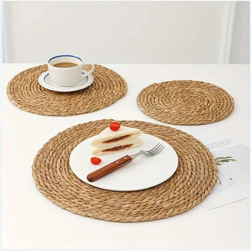 Kit 4 Jogo Americano Sousplat Fibra Natural Redondo 36cm