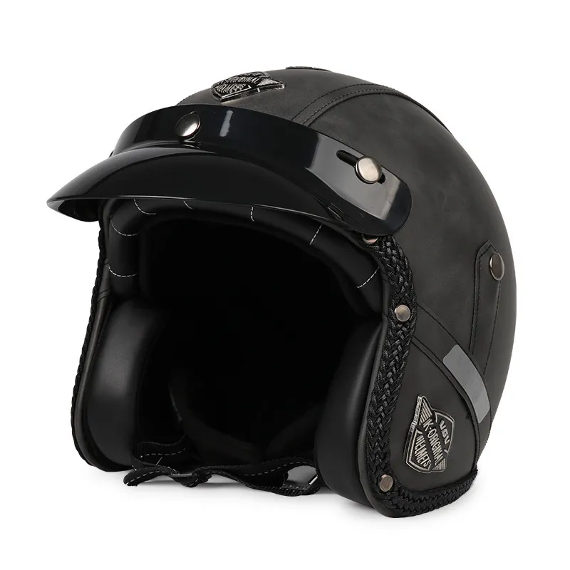 Capacete Vintage Americano De Motocicleta - Cinza Antigo