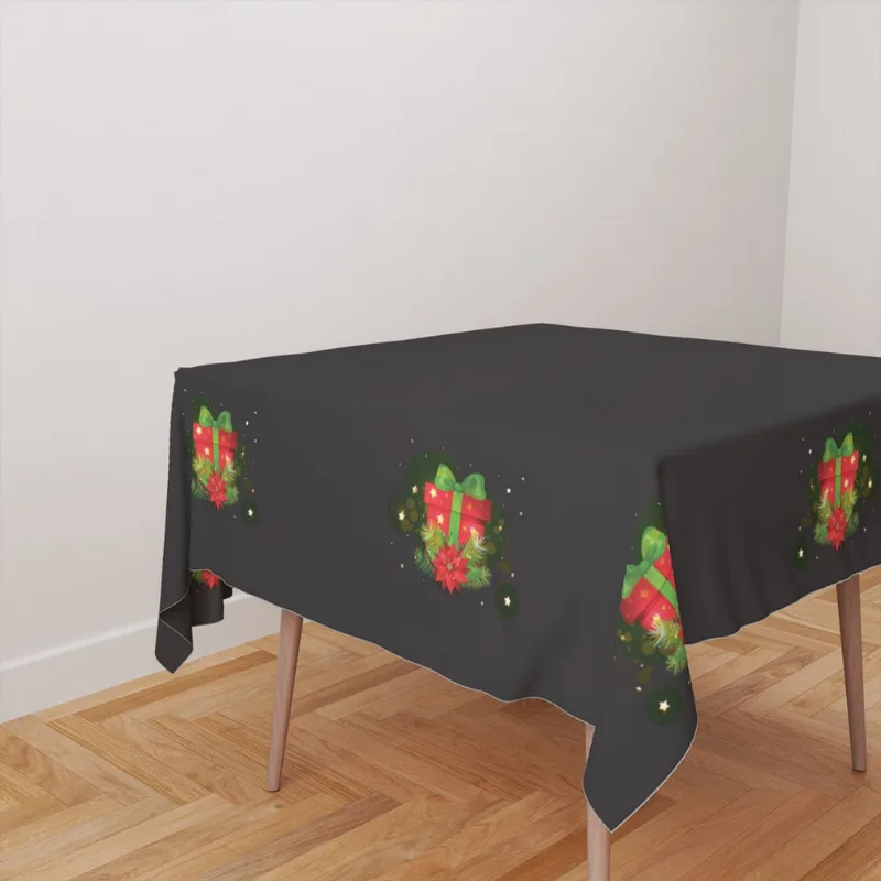 Toalha De Mesa Quadrada Tecido Oxford Preta NatalinaTL10 - 140x140cm