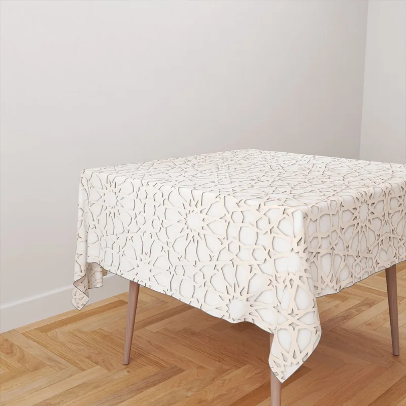 Toalha De Mesa Quadrada Tecido Oxford Recortes Flores TL194 -140x140cm